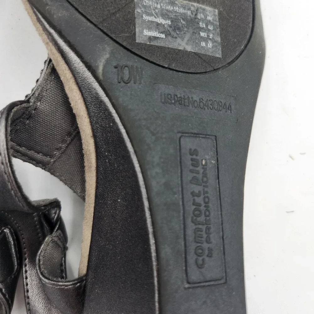 Comfort Plus Predictions Women's‎ Gray Rhinestone Wedge Sandals Size 10W